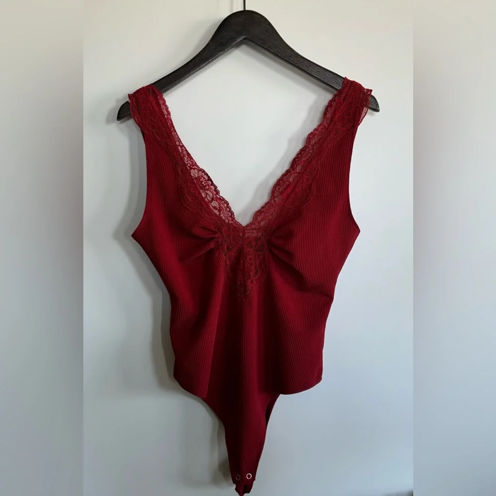 Free People Lace Red Bodysuit - Picture 3 of 8